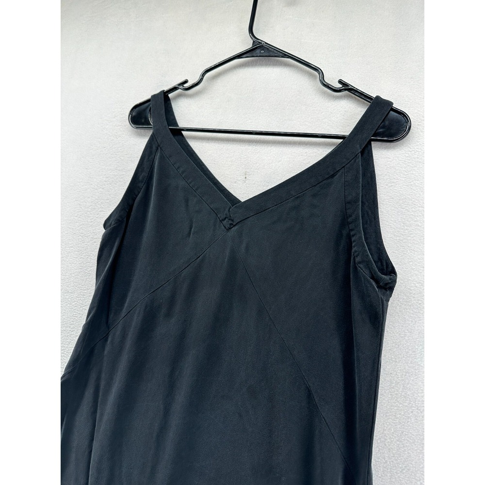 Eileen Fisher A-Line Dress Black Women's Medium Silk Sleeveless V-Neck Pullover - Picture 3 of 9